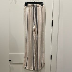 Striped wide leg linen blend pant